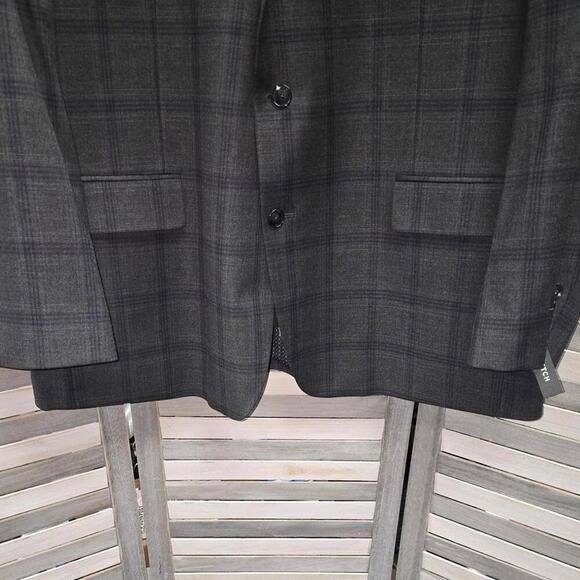 Big and Tall Plaid Stretch Fabric Regular Fit Suit Jacket | Shaquille O'Neal XLG - Picture 2 of 15